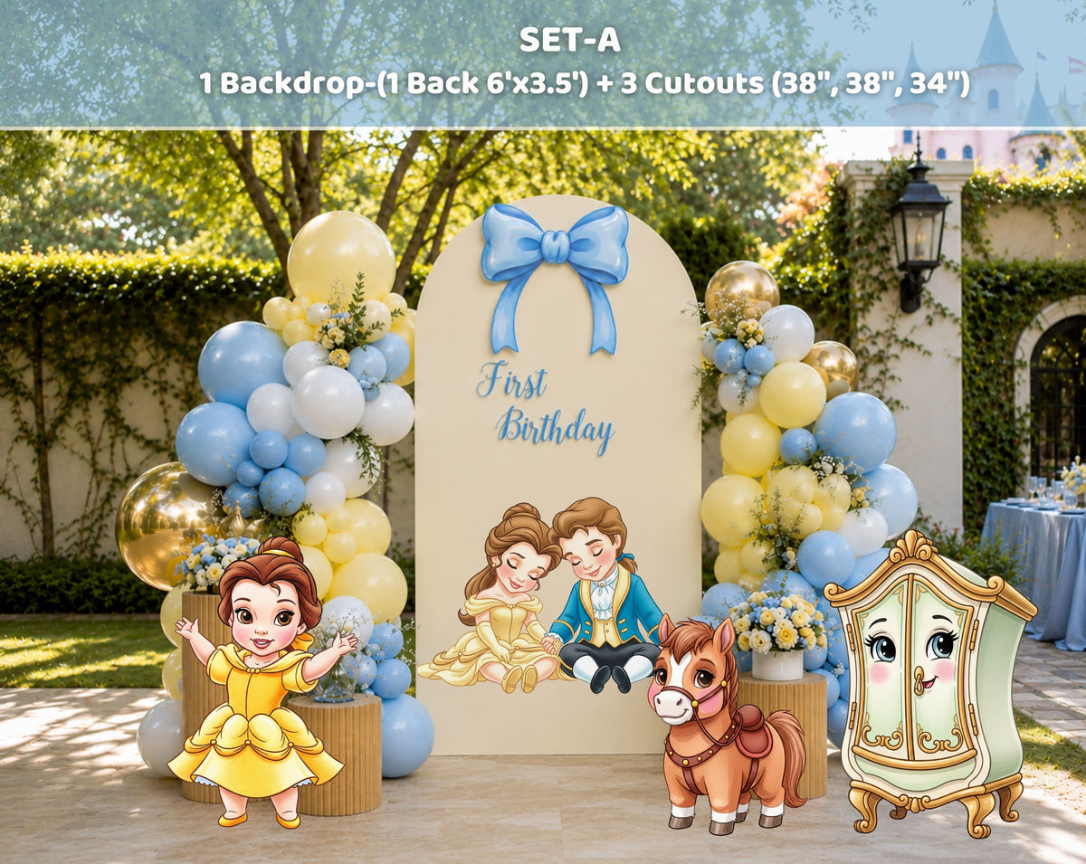 Personalized Princess Storybook Backdrop Set | Custom Birthday Party Decor