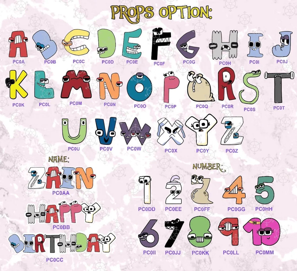 Custom Alphabet Lore Birthday Backdrop & Character Cutouts | Personalized Kids Party Decorations
