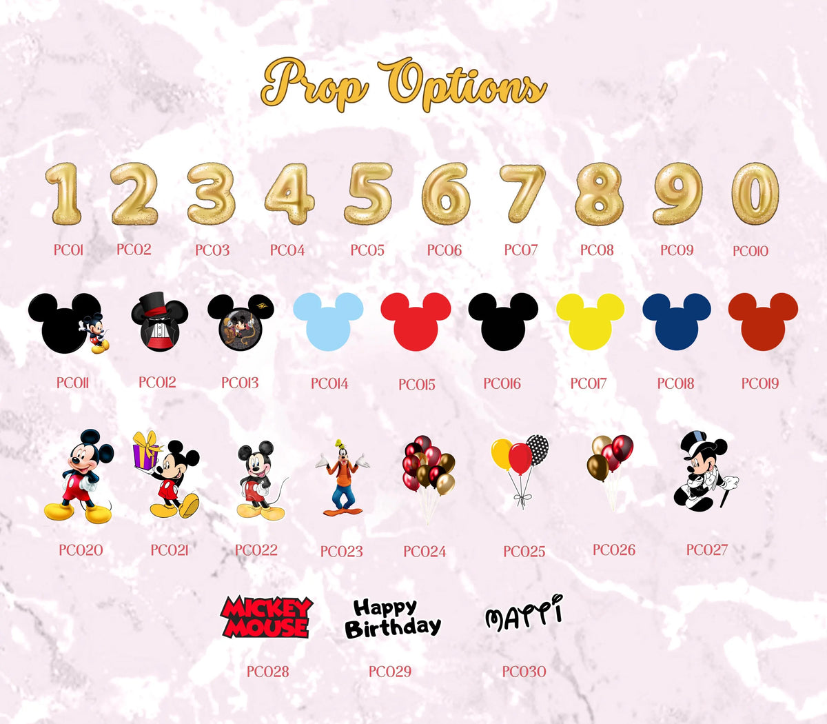 Classic Mickey Mouse Birthday Backdrop & Cutouts | Personalized Red Black Party Decor