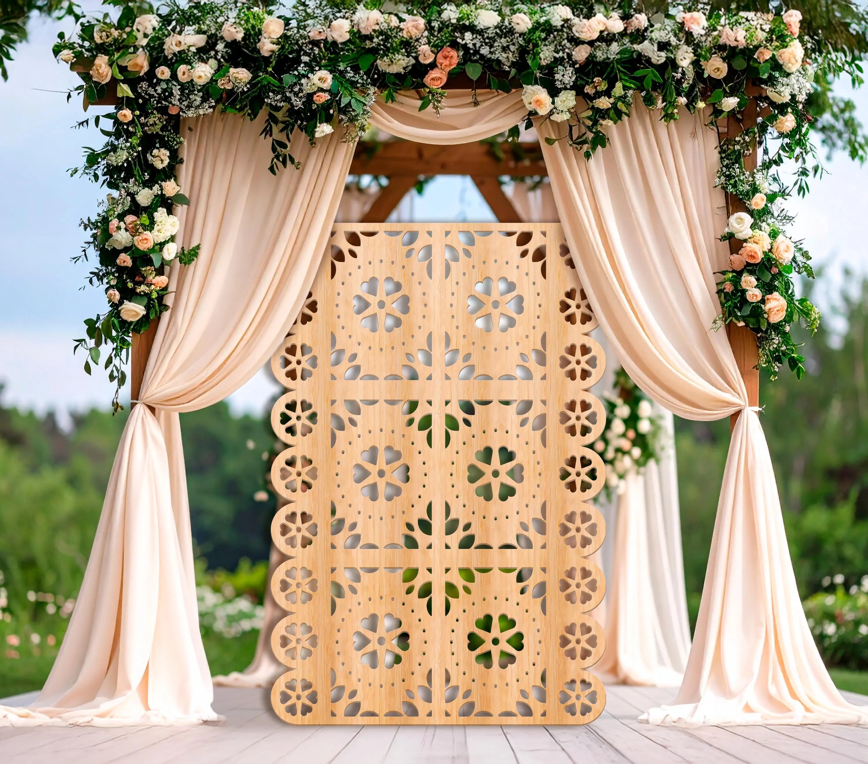 Personalized Papel Picado Backdrop with Stands | Mexican Style Wedding & Party Panel Decor