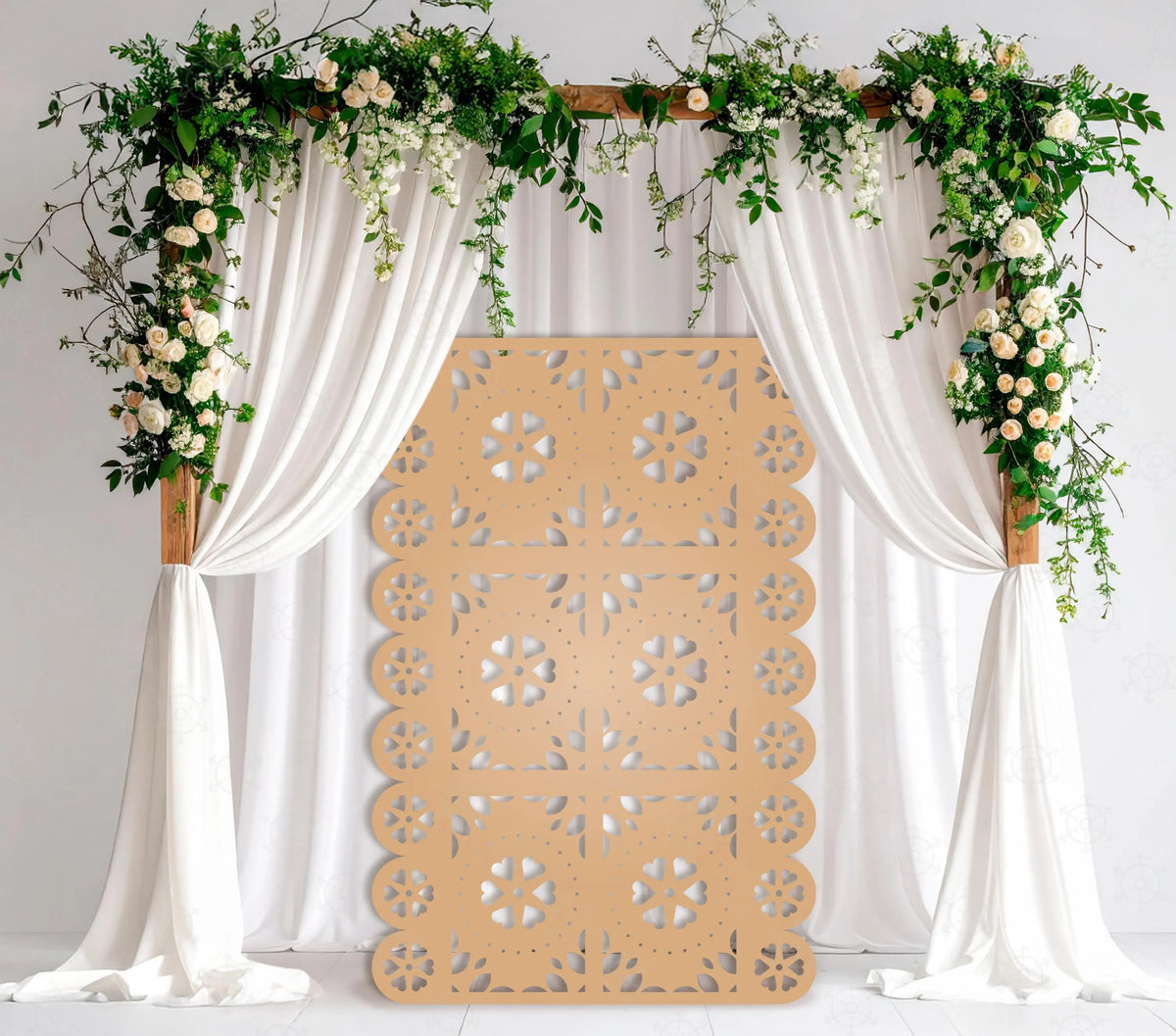 Personalized Papel Picado Backdrop with Stands | Mexican Style Wedding & Party Panel Decor