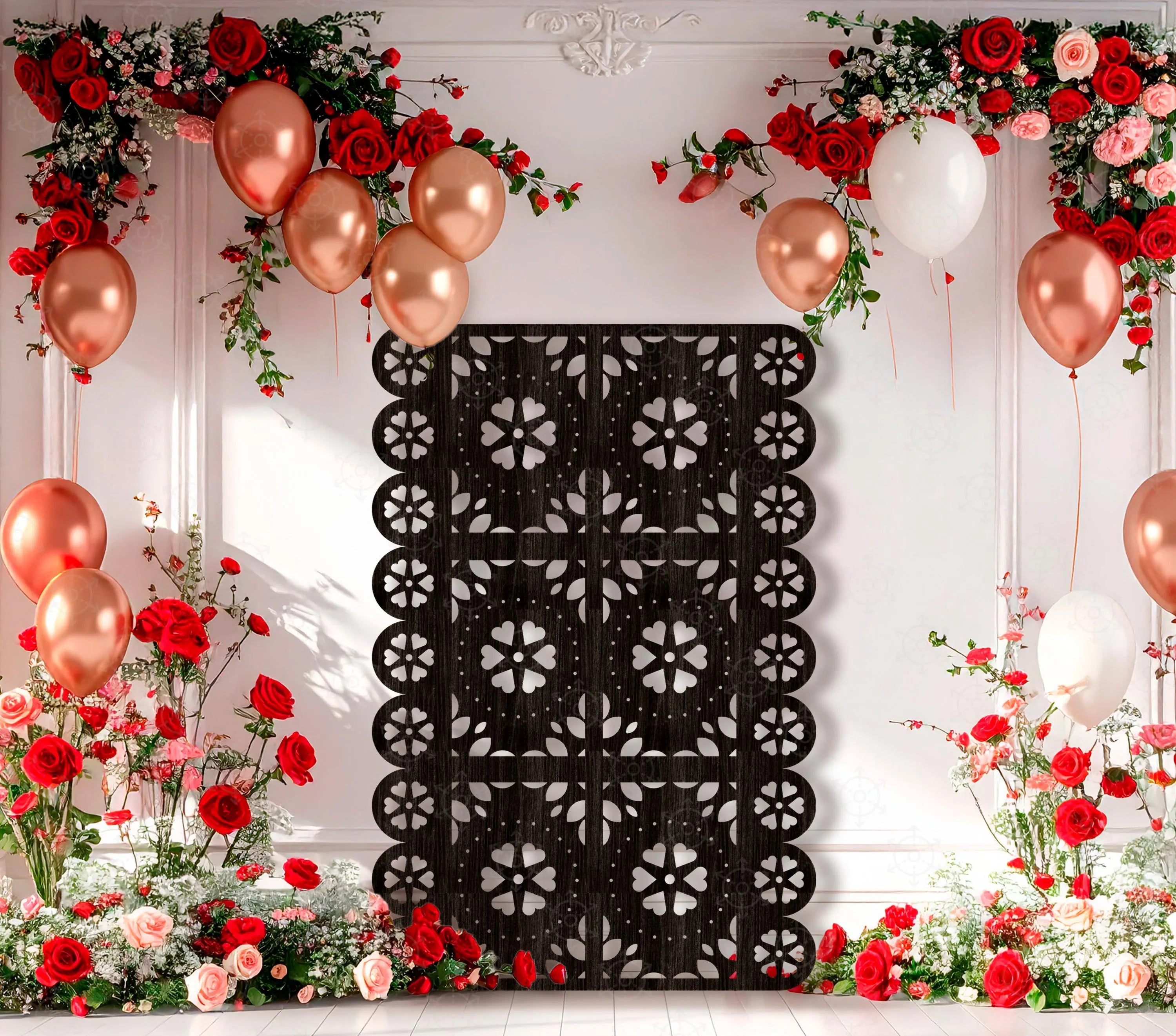Personalized Papel Picado Backdrop with Stands | Mexican Style Wedding & Party Panel Decor