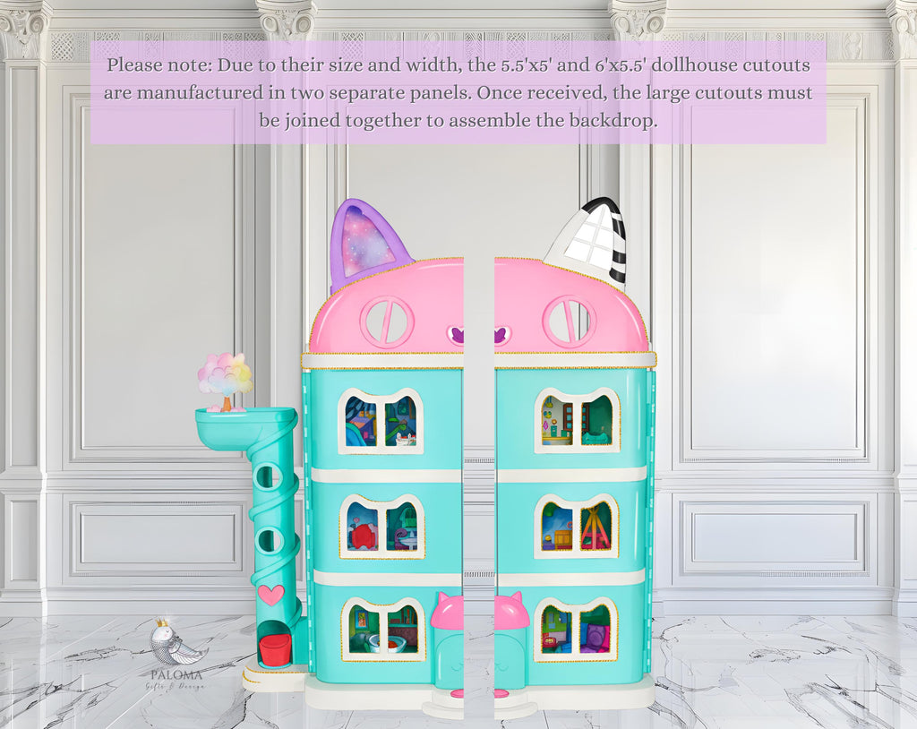 Dollhouse Birthday Backdrop & Character Cutouts | Personalized Kids Party Decorations