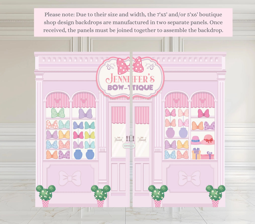 Bow-Tique Birthday Backdrop & Cutouts | Pink Bow Party Decor