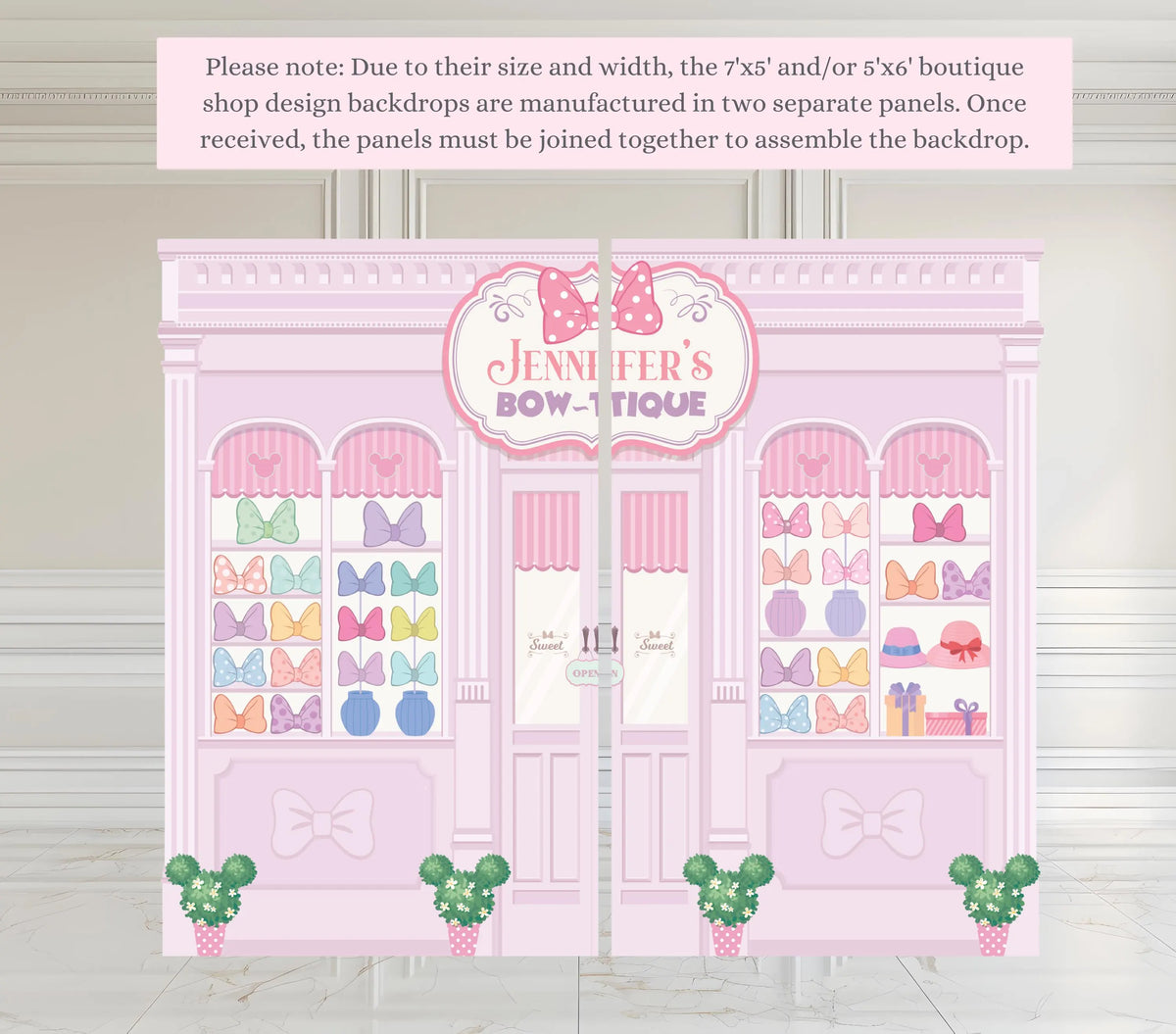Bow-Tique Birthday Backdrop & Cutouts | Pink Bow Party Decor