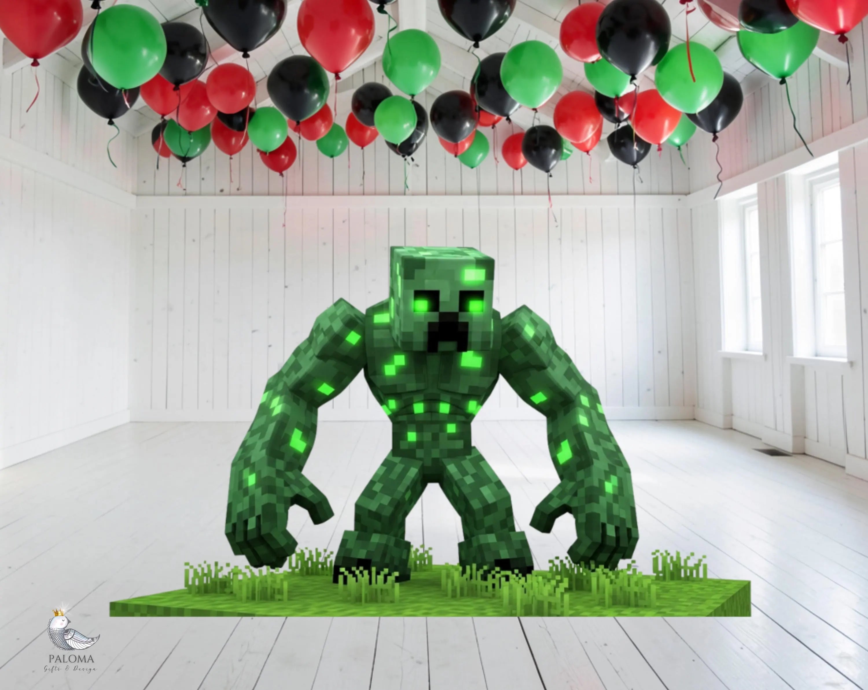 Pixel Game Birthday Backdrop & Cutouts | Personalized Block Game Party Decorations