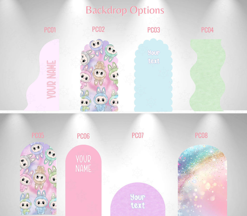 Personalized Cute Monster Birthday Backdrop & Cutouts Set | Kawaii Pastel Party Decorations