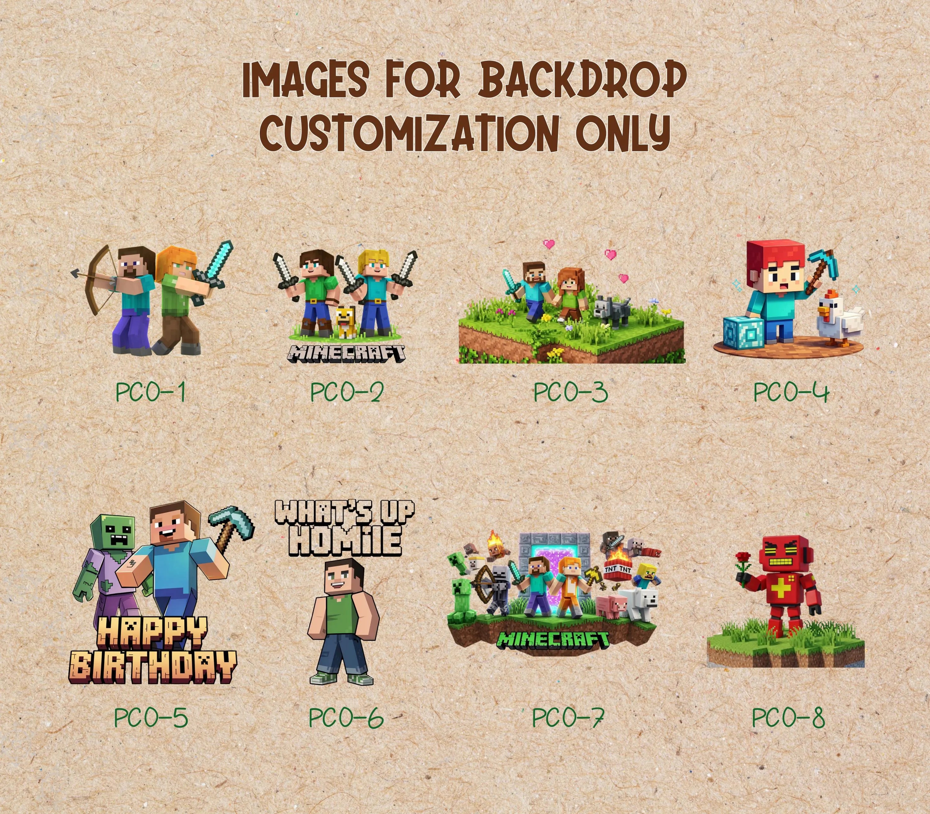 Pixel Game Birthday Backdrop & Cutouts | Personalized Block Game Party Decorations