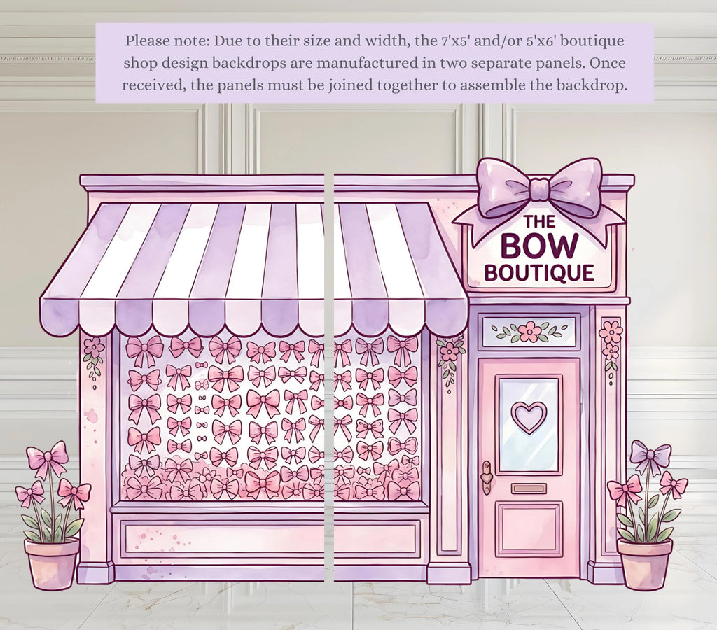 Bow-Tique Birthday Backdrop & Cutouts | Pink Bow Party Decor