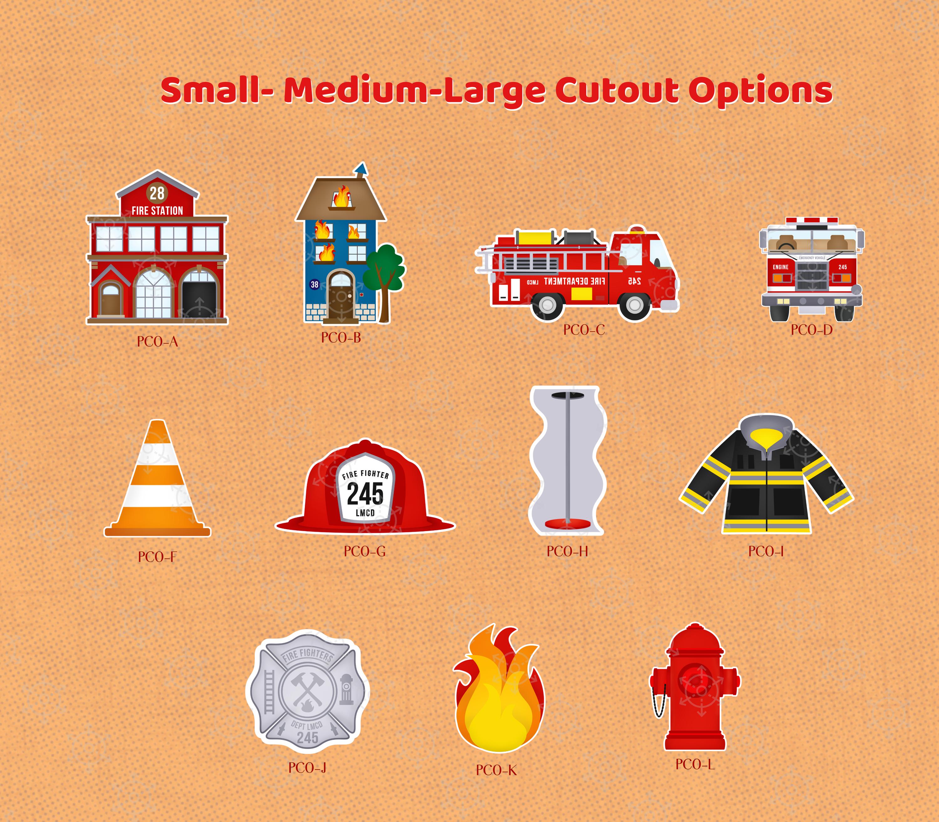 Personalized Firefighter Birthday Backdrop & Cutouts Set | Fire Truck Party Decorations