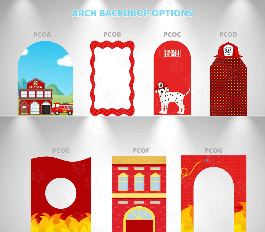 Personalized Firefighter Birthday Backdrop & Cutouts Set | Fire Truck Party Decorations